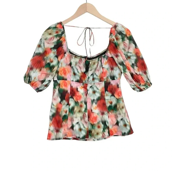 J. Crew Liberty Fabric Square Neck Hazy Days Floral Top Size 00 - Picture 3 of 9